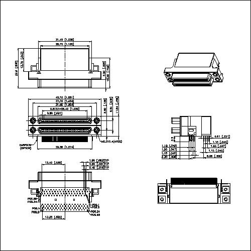 0.8mm Series 136P Champ Stacked Receptcales Headers Right-Angle Mount Type VHDCIR080-AS4XN