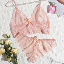 Exquisite Pink Lace Lingerie Set