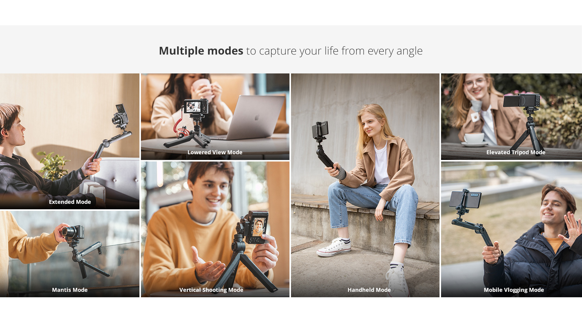 PGYTECH Mini Flexible Phone Tripod Holder Handheld Panoramic action camera selfie stick Vlogging Mantispod Tripod gopro/insta360