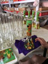 Glass Beaker Base Bongs with Lovely Dog Decal