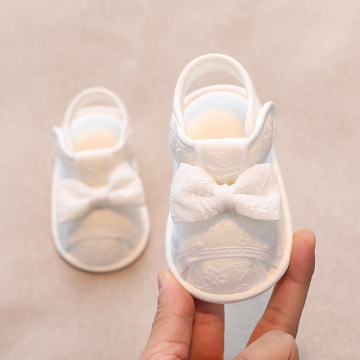 Baby Girl Sandals White Embroider Bow