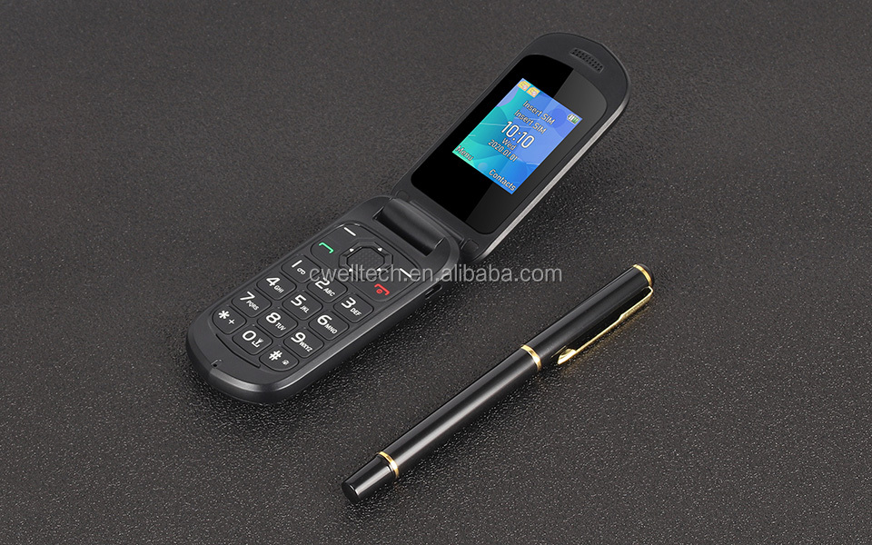 In Stock 1.8 Screen Indicator Light Flip 2G Feature Phone with Dual SIM Cards Wireless FM Radio