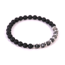 6MM Black Labradorite Stone Matte Onyx Stretch Bracelet