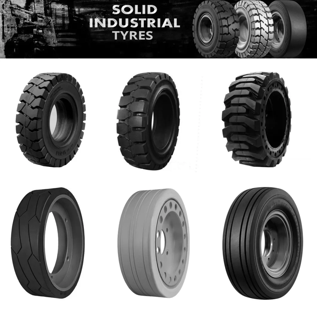 Pneumatic Press-on Skidsteer Industrial Solid Forklift Tyre (8.15-15 8.25-12 8.25-15 28X9-15 7.00-12) with Side Hole