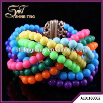 Handmade Acrylic Beads Bracelets with gold colours