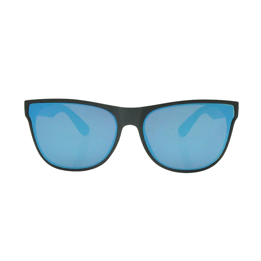 Blue Mirror Black Frame Plastic Sunglass