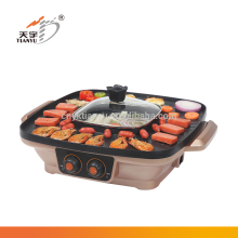 teflon coated double sided electric grill and hot pot