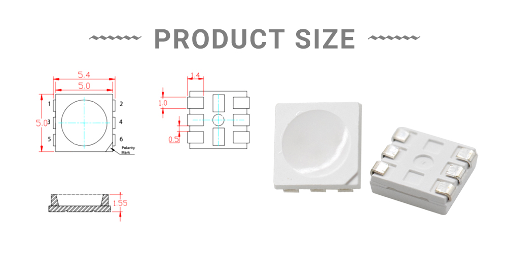 Size of 750nm led