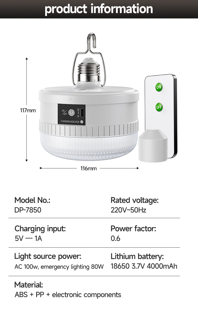 100W Emergency Bulb Rechargeable Lamp with Remote Control-detail-8 100W Emergency Bulb Rechargeable Lamp with Remote Control-detail-8