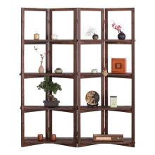 Wood Room Divider Privacy Screen with Removable Shelves