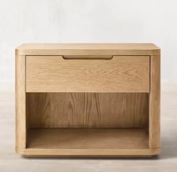 1940s French Contemporary Oak Wood Breton 3-Drawer Nightstand