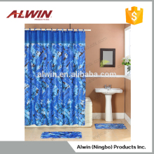 3 Piece Bath Rug Shower Curtain Set 9052
