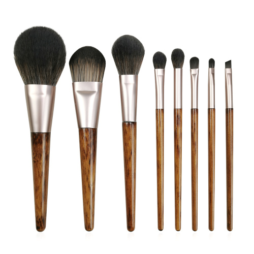 Ensemble de pinceau de maquillage en bois 8pc