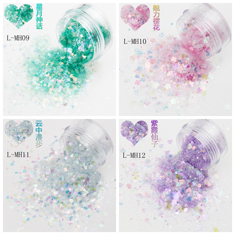 2021 new Glitter powder glow in dark glitter shapes