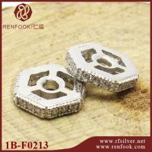 Handcrafted beaded jewelry oxidized hexagon silver fashion bead