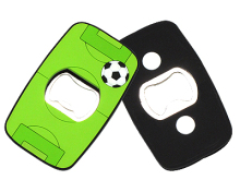 high quality embossing cute football rubber bottle opener key ring