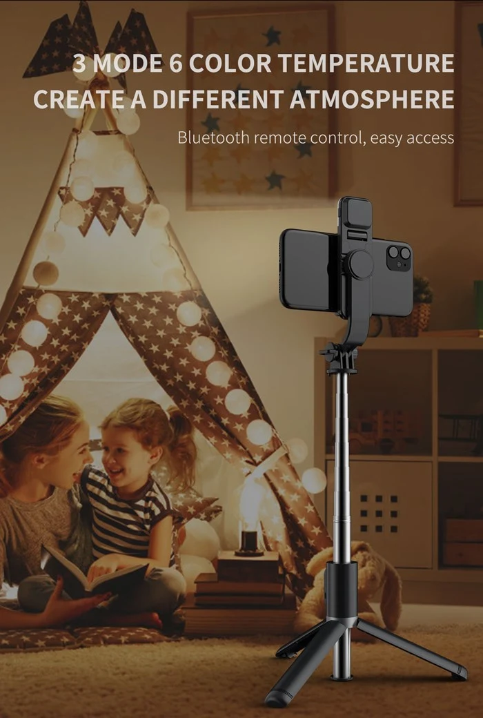 Q02s Foldable LED Fill Light Tripod and Selfie Stick 4 in 1