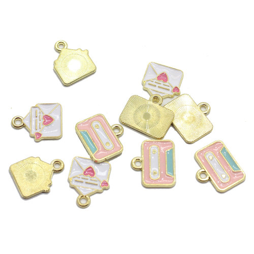 Enamel Pendants Envelope Tape Charms Alloy Keychain Car Key Ring Art Metallic Necklace Bracelet Jewelry Making