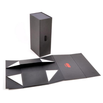 Black Paper Glossy Collapsible Hat Gift Box