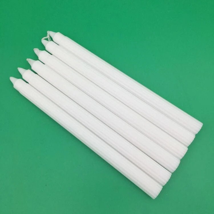 White Tall Fluted Candles Household Candles