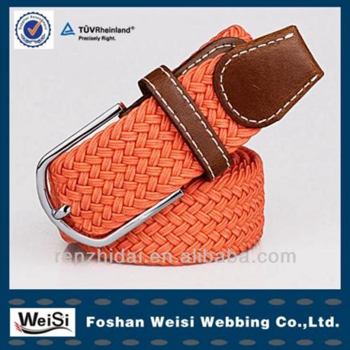 Manufacture solid orange colour new fashion belt woven belt braided belts