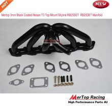 Mertop 3mm thick Black coated T3 Flange Top Mount Skyline R32 R33 RB20DET RB20 RB25 RB25DET Manifold