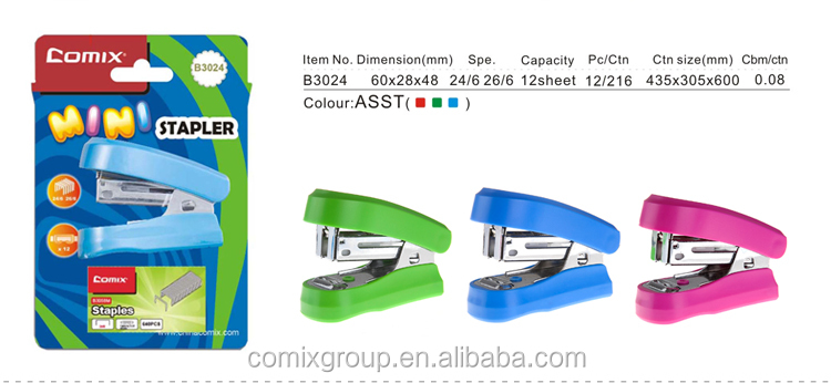 Comix, high-quality plastic stapler set with staples,dual use office stapler with staple remover