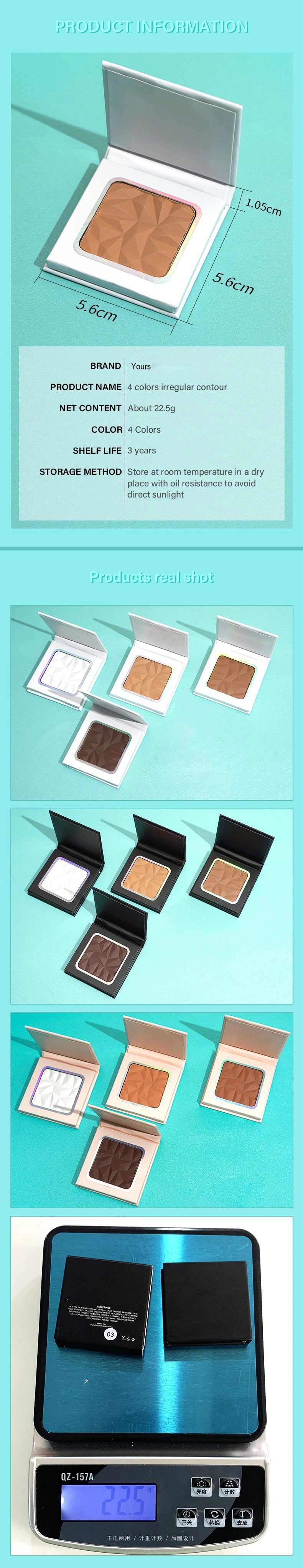 4 Färg Anpassad konturpalett konturbronzer Highlighter Make Up