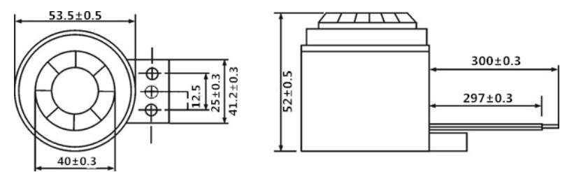 Piezo Buzzer dimension 54mm hight 52.8mm