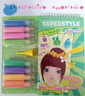 super style hot promotion colored sand with sticker book set