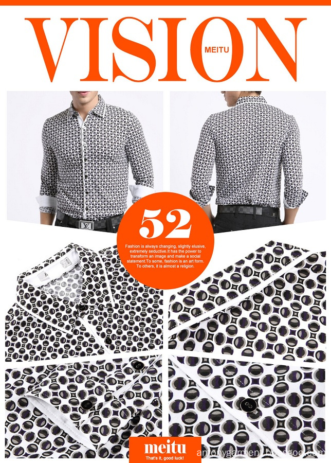 Mens' long sleeve polka dot print shirt