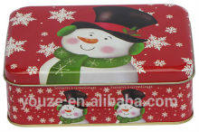 Red christmas square cookie tin box