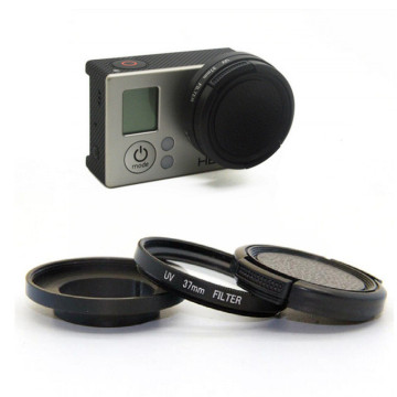 3 In 1 37mm UV Filter Adapter Ring Lens Cap for Gopro HD Hero 3 3+ Camera