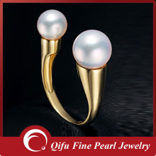 14K Gold Jewelry Original Double Pearl Ring Designs For Women