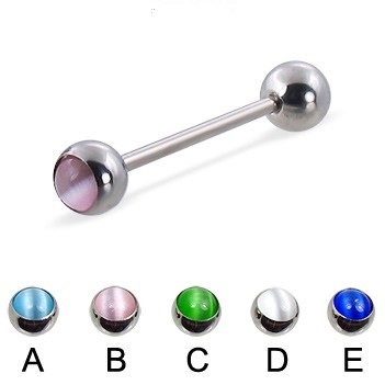 Straight Barbell with Cat Eye Opal Balls