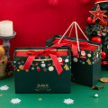 Caixa de presente de Natal verde impressa personalizada com fita
