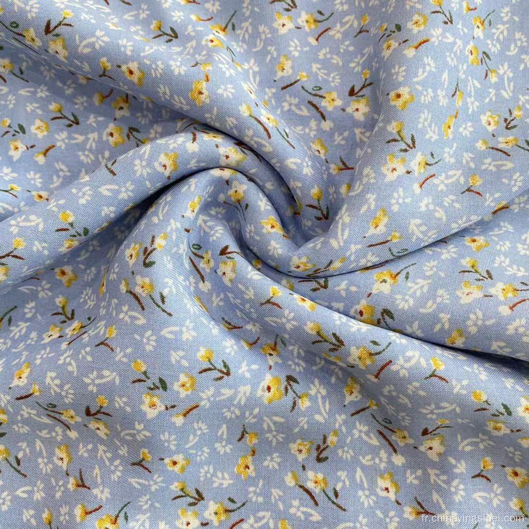 45S Dernier motif fleur fleur imprimé à 100% Viscose tissu