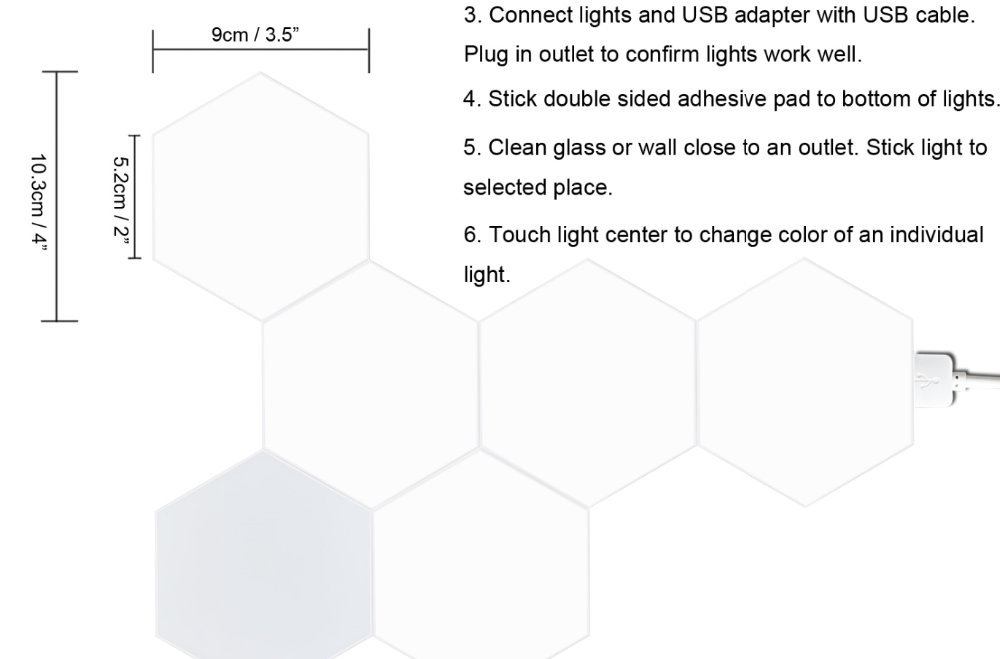 high-quality geometry light fixture diy assembling quantum rgb led hexagon panel light