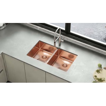 SUS 304 Sink Double Undermount tal-Baċin doppju magħmul bl-idejn
