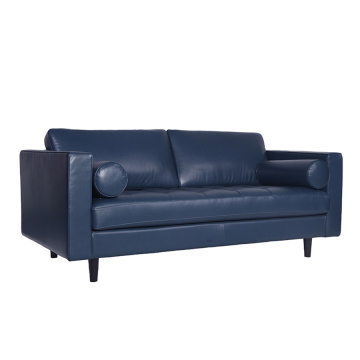 Modern Leather Sven Sofa in Blue
