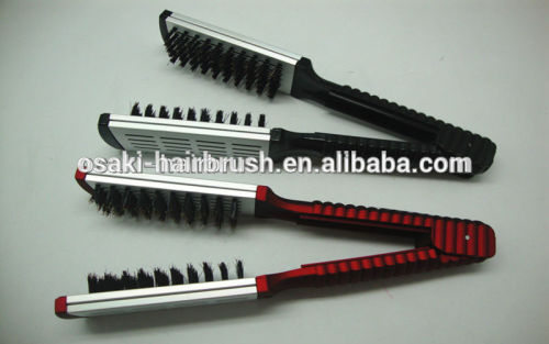 high quality professional clamp boar bristle hair straightening double brush