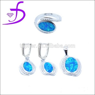 Lap opal inlaid 925 sterling silver jewelry set