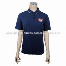 Beautiful women's polo shirt with ribbed collar and cuff, placket with four buttons