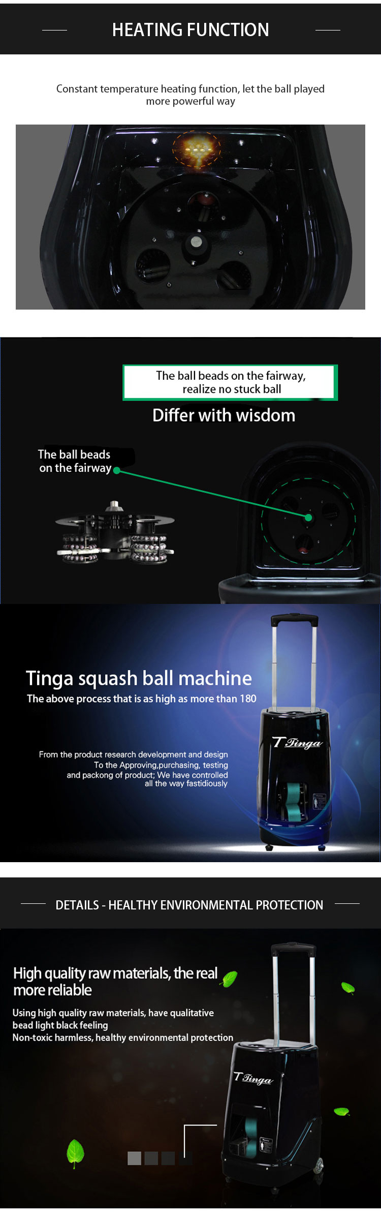 Couleur noire T336 Machine de prise de vue en boule de squash avec chauffage