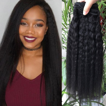 Factory price 100% human kinky straight clip in hair extension curly, clip in brazilian hair extensions straight kinky hair