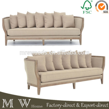 french country style oak wood sofa, solid oak wood upholstery sofa, oak wood sofa