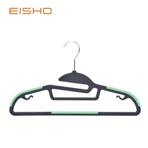 Non-Slip Plastic Hangers With Green Rubber Pieces