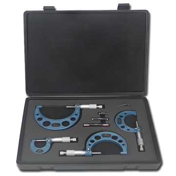 Precision Outside Micrometer Set with Carbide Tipped Tips - 0.0001" Accuracy