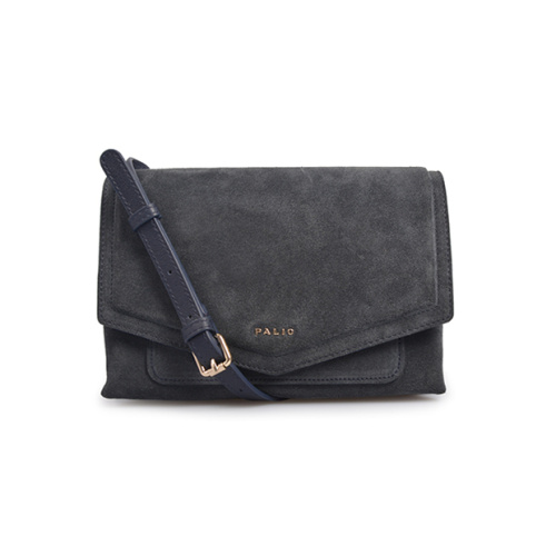 Dark Gray Black Leather Crossbody Envelope Purse