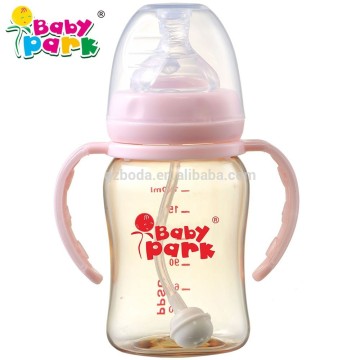 Manufacturer baby product new baby feeding bottle ppsu wide neck baby feeding bottle with straw and handle BabyParkA501